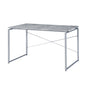 Faux Concrete Top Rectangular Writing Desk, Silver