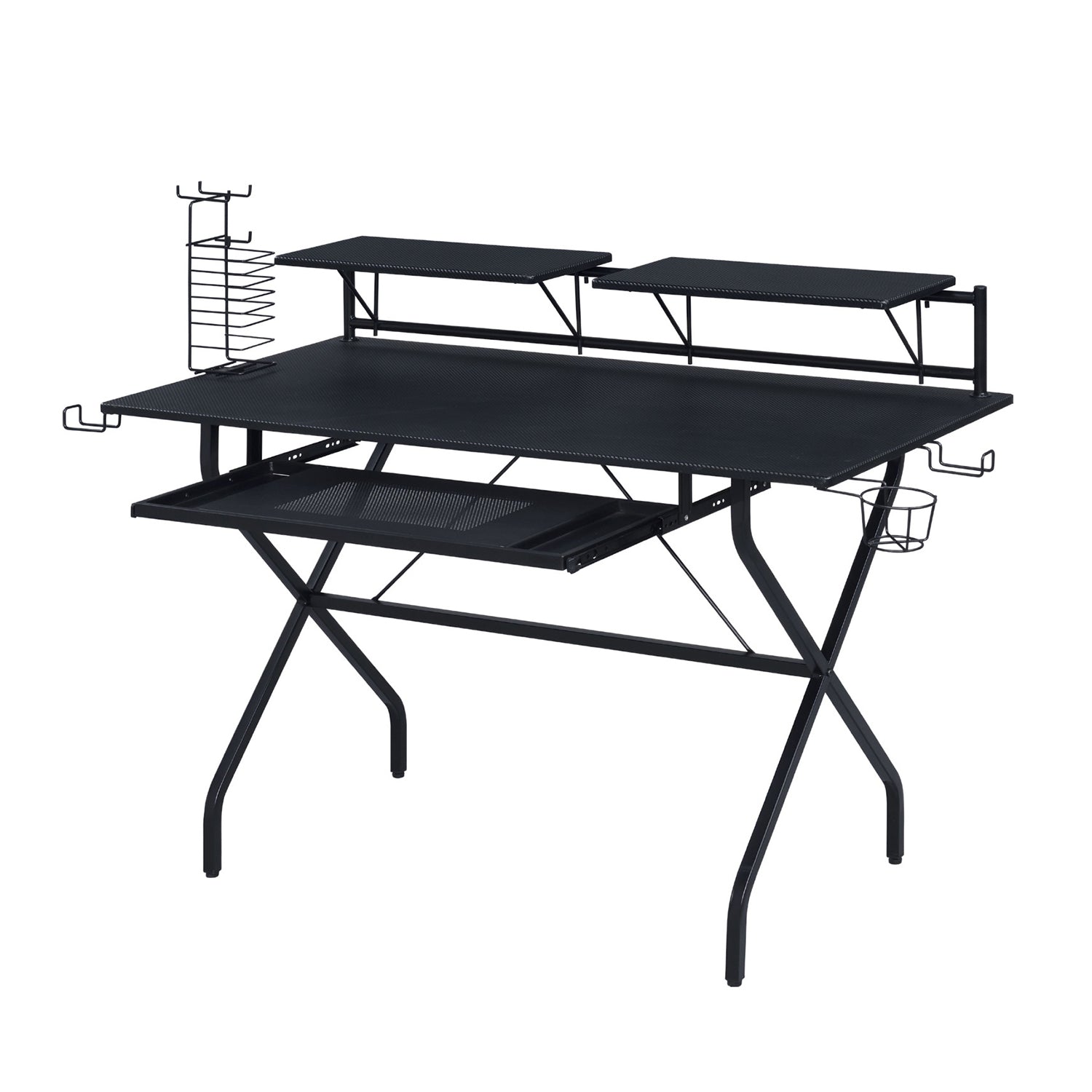 Rectangular Computer Desk with Keyboard Tray, Black