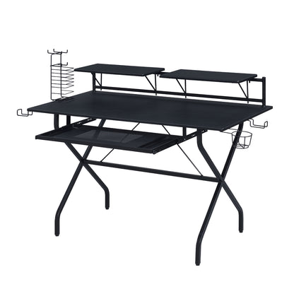 Rectangular Computer Desk with Keyboard Tray, Black