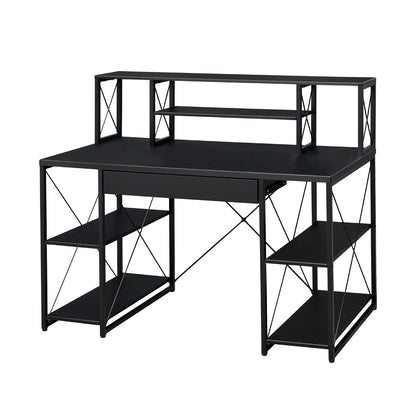 Writing Desk with One Drawer and 8 Open Compartment, Black