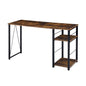 Rectangular Writing Desk with 2 Tier Shelf, Weathered Oak and Black
