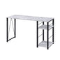 Rectangular Writing Desk with 2 Tier Shelf, Antique White and Black