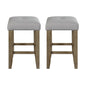 Set of 2 PU Leather Upholstered Counter Height Stools, Gray and Oak