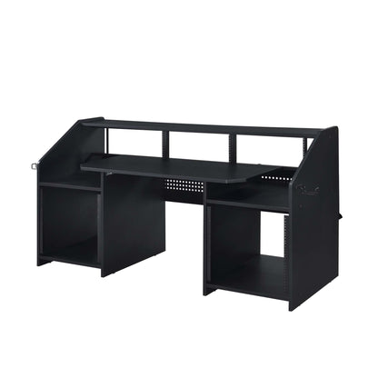 Rectangular Music Desk with 2 Open Compartment, Black