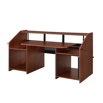 Rectangular Music Desk with 2 Open Compartment, Cherry
