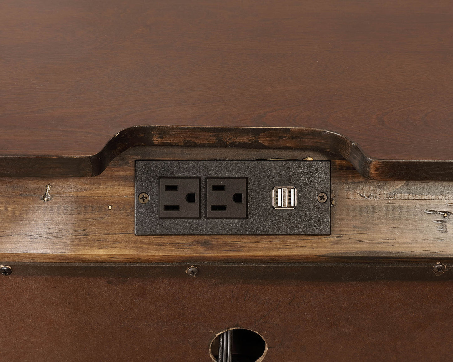 Brown Solid Wood Nightstand with 3 Drawers