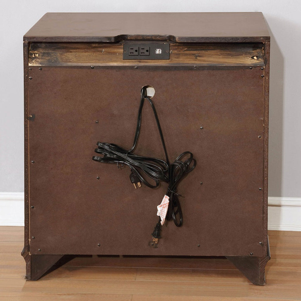 Brown Solid Wood Nightstand with 3 Drawers