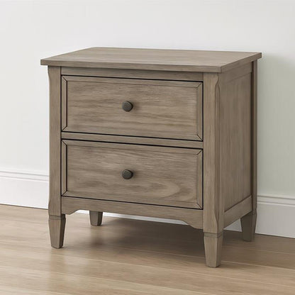 Warm Grey 2-Drawer Nightstand - Solid Wood MDF for Bedroom