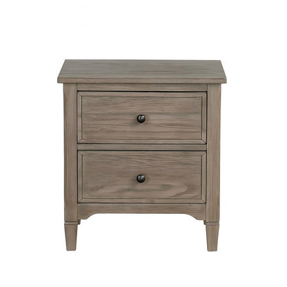 Warm Grey 2-Drawer Nightstand - Solid Wood MDF for Bedroom