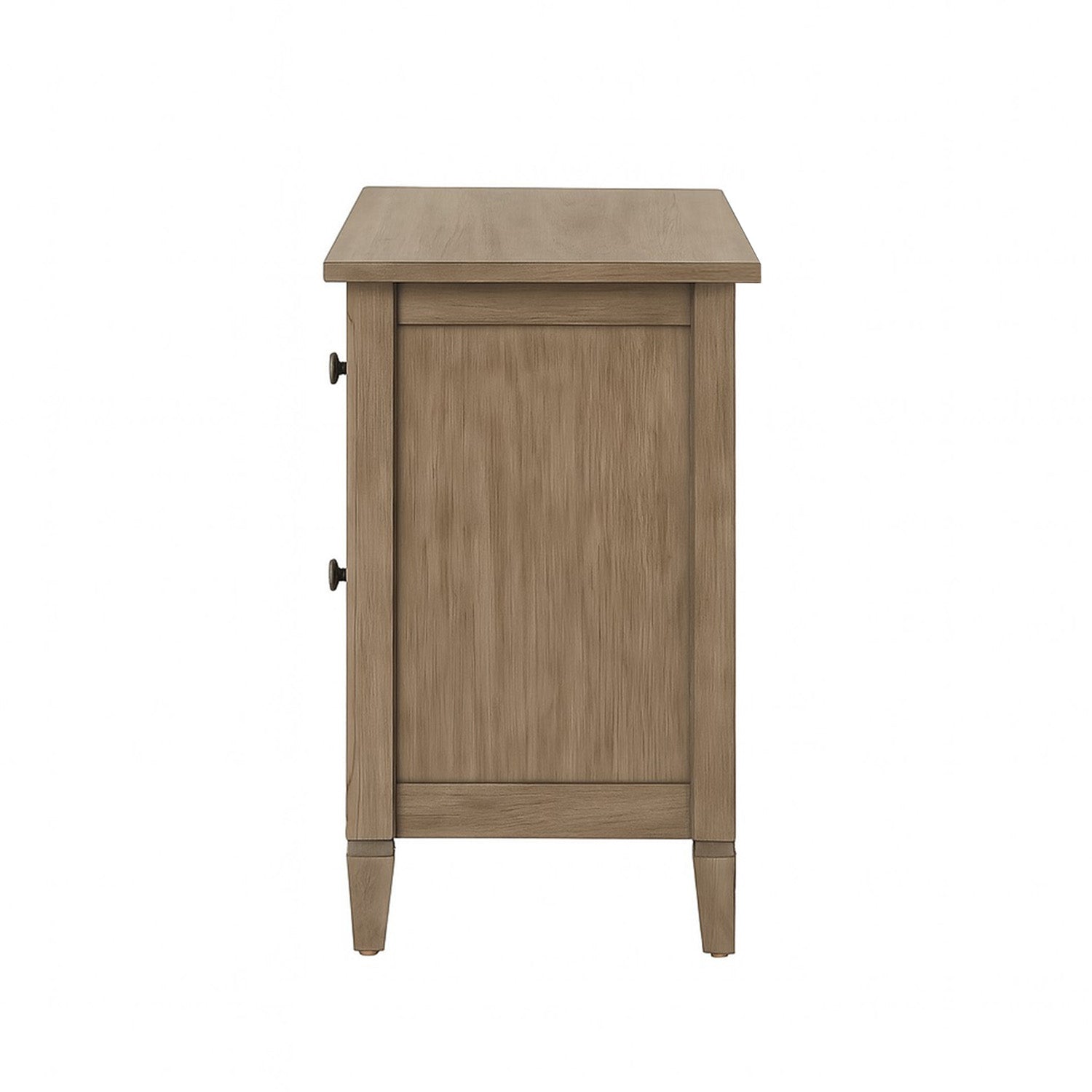 Warm Grey 2-Drawer Nightstand - Solid Wood MDF for Bedroom