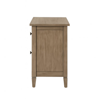 Warm Grey 2-Drawer Nightstand - Solid Wood MDF for Bedroom