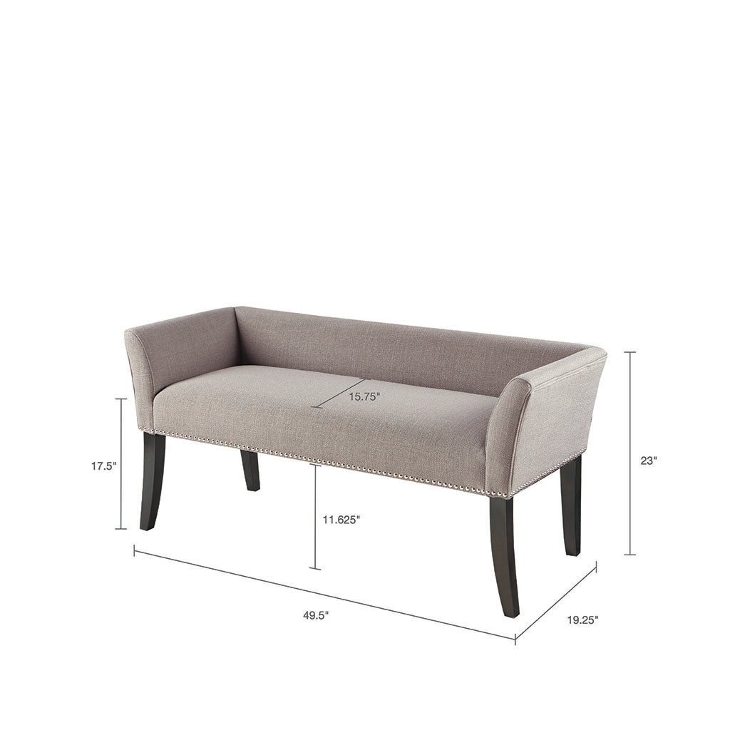 Grey Polyester Accent Bench - Low Back