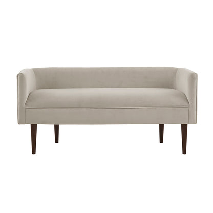 Cream Velvet Accent Bench - 19.5" W x 49" D x 23.75" H