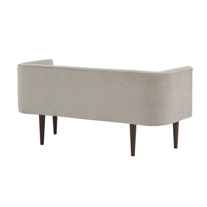 Cream Velvet Accent Bench - 19.5" W x 49" D x 23.75" H