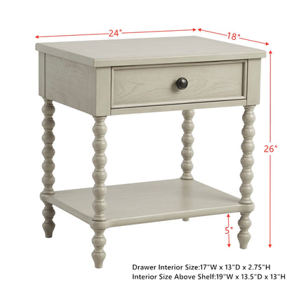Natural Wood Nightstand - Classic Design