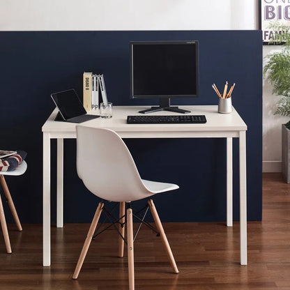 Harry Contemporary Wood and Metal Computer Desk in Ivory