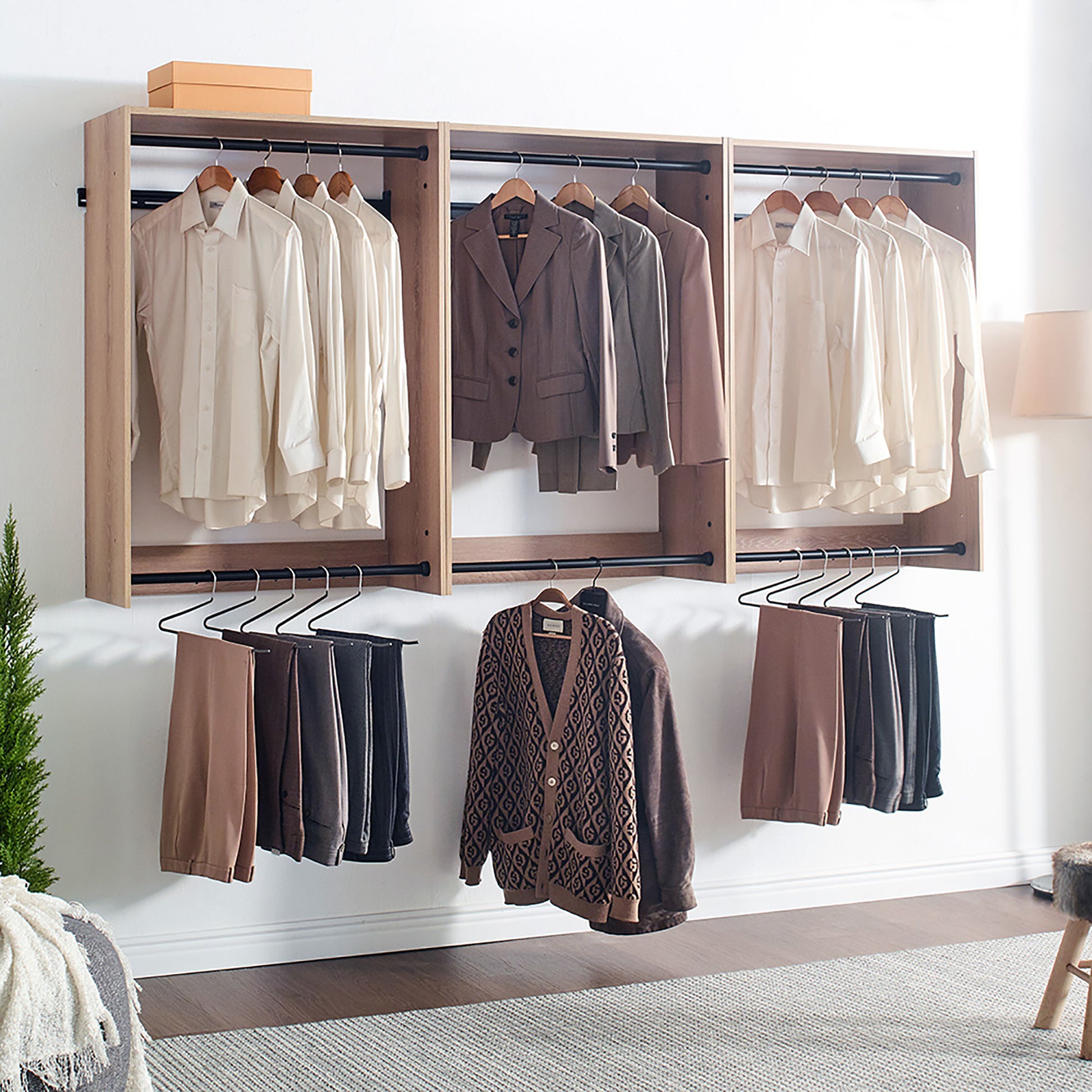 Devi Oak Wall Mounted Wood Closet System