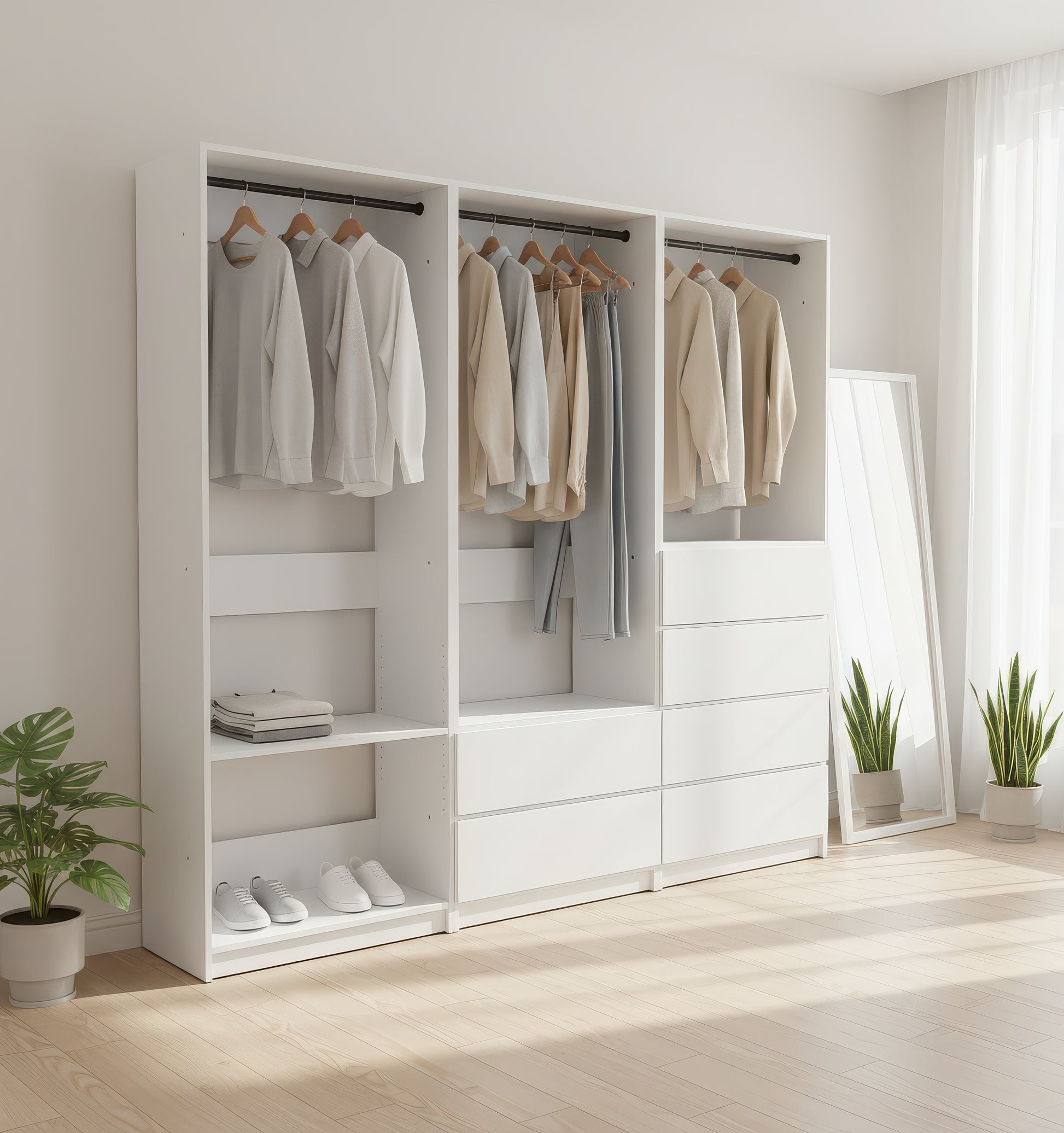 Prosper White Freestanding Walk in Wood Closet System