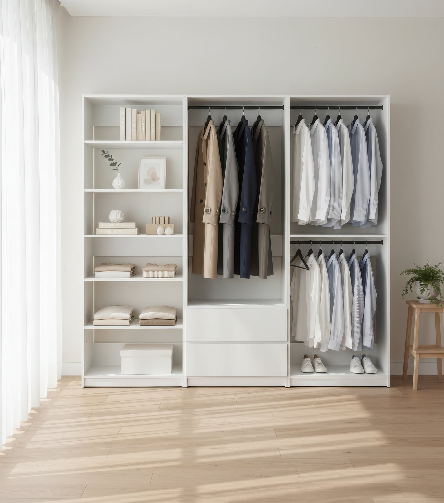 Prosper White Freestanding Walk in Wood Closet System