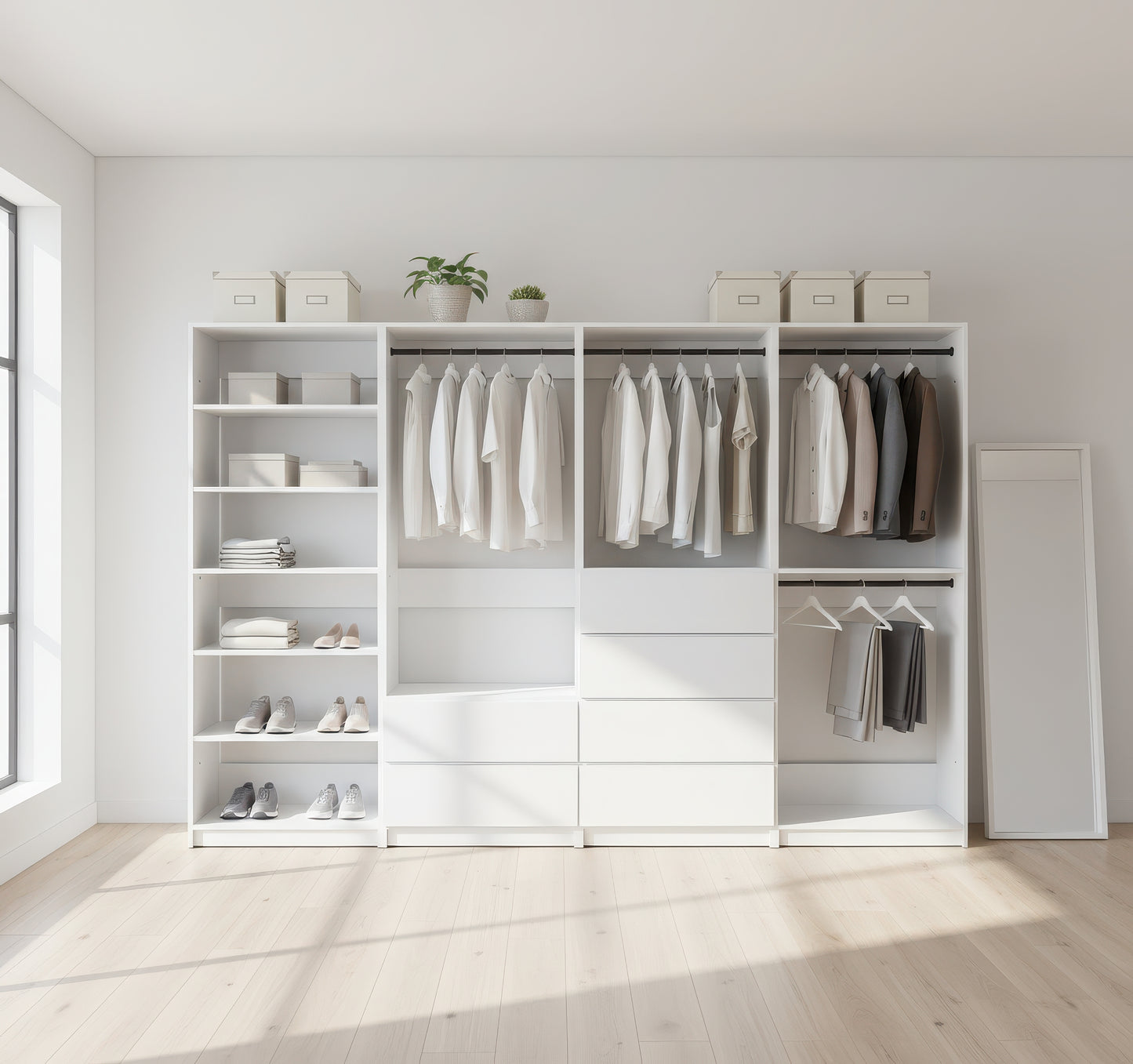 Prosper White Freestanding Walk in Wood Closet System