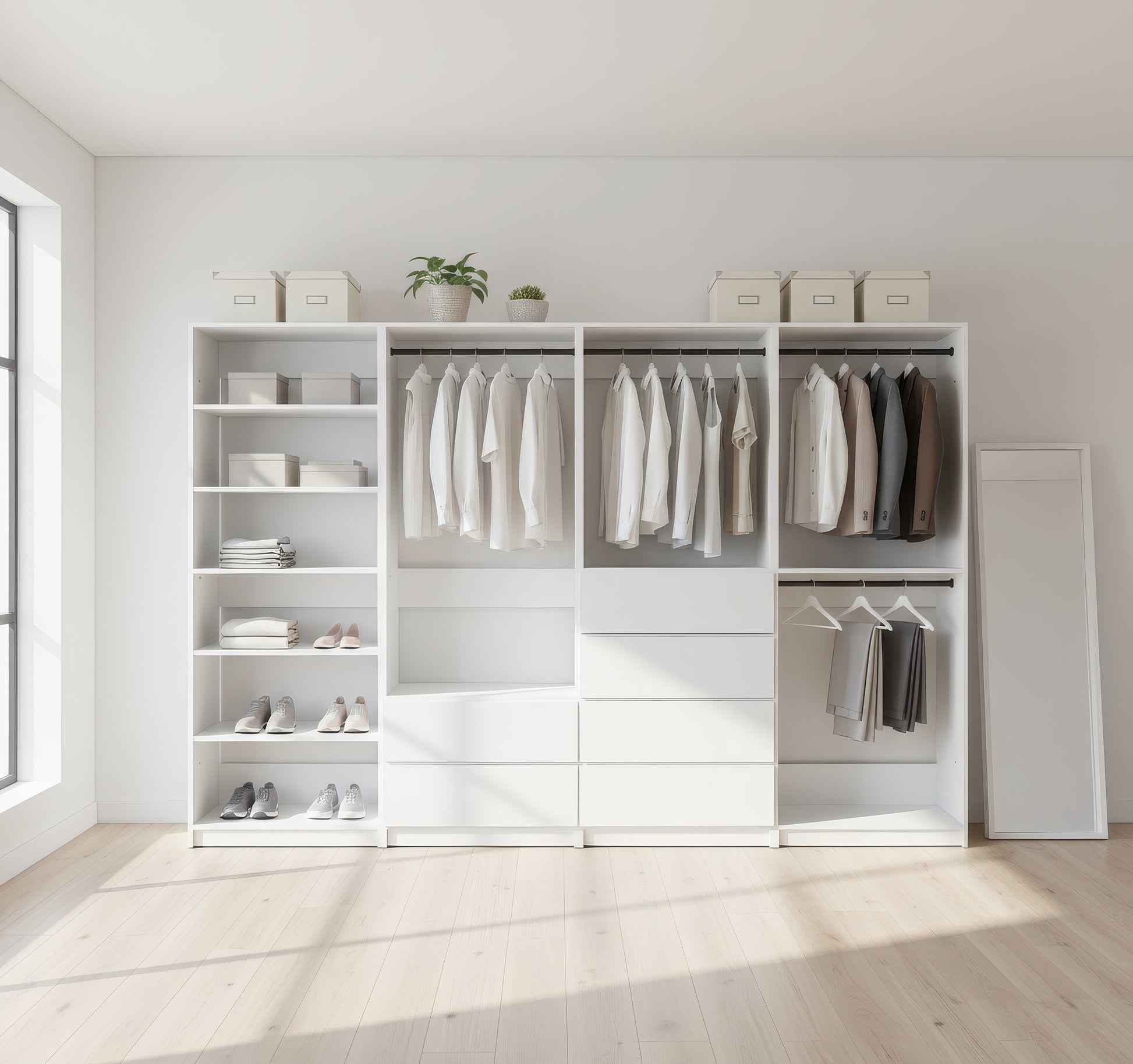 Prosper White Freestanding Walk in Wood Closet System