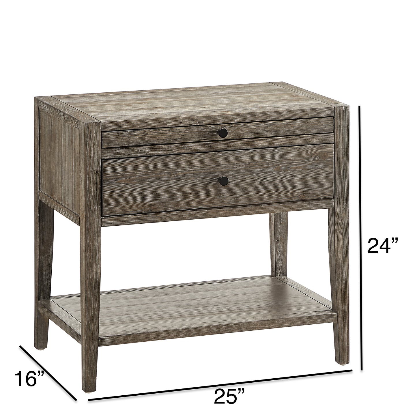 Gray Wood Nightstand with One Drawer - Farmhouse Style