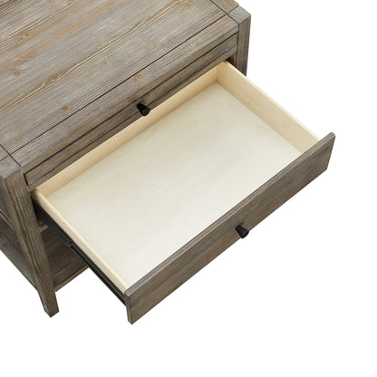 Gray Wood Nightstand with One Drawer - Farmhouse Style