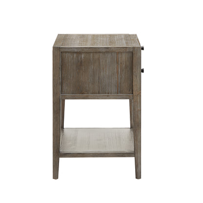 Gray Wood Nightstand with One Drawer - Farmhouse Style