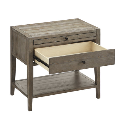 Gray Wood Nightstand with One Drawer - Farmhouse Style