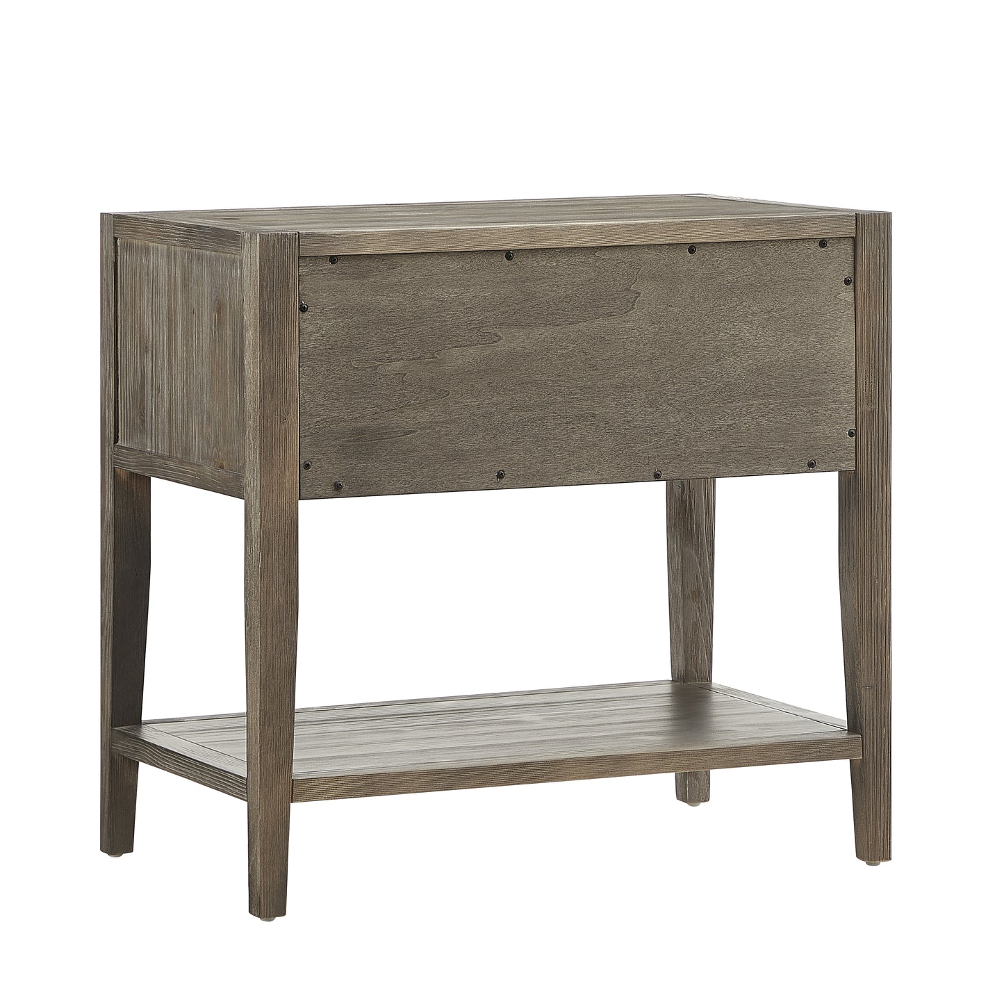 Gray Wood Nightstand with One Drawer - Farmhouse Style