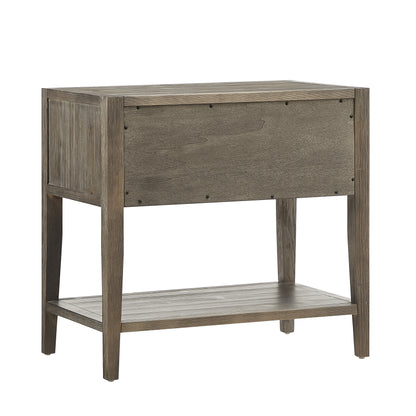 Gray Wood Nightstand with One Drawer - Farmhouse Style