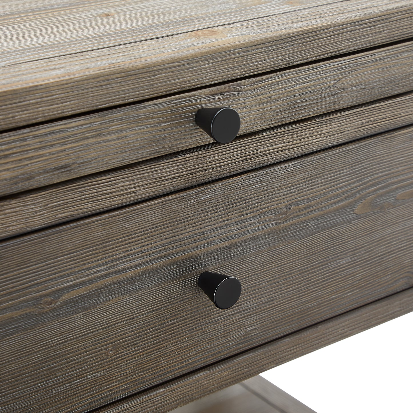 Gray Wood Nightstand with One Drawer - Farmhouse Style