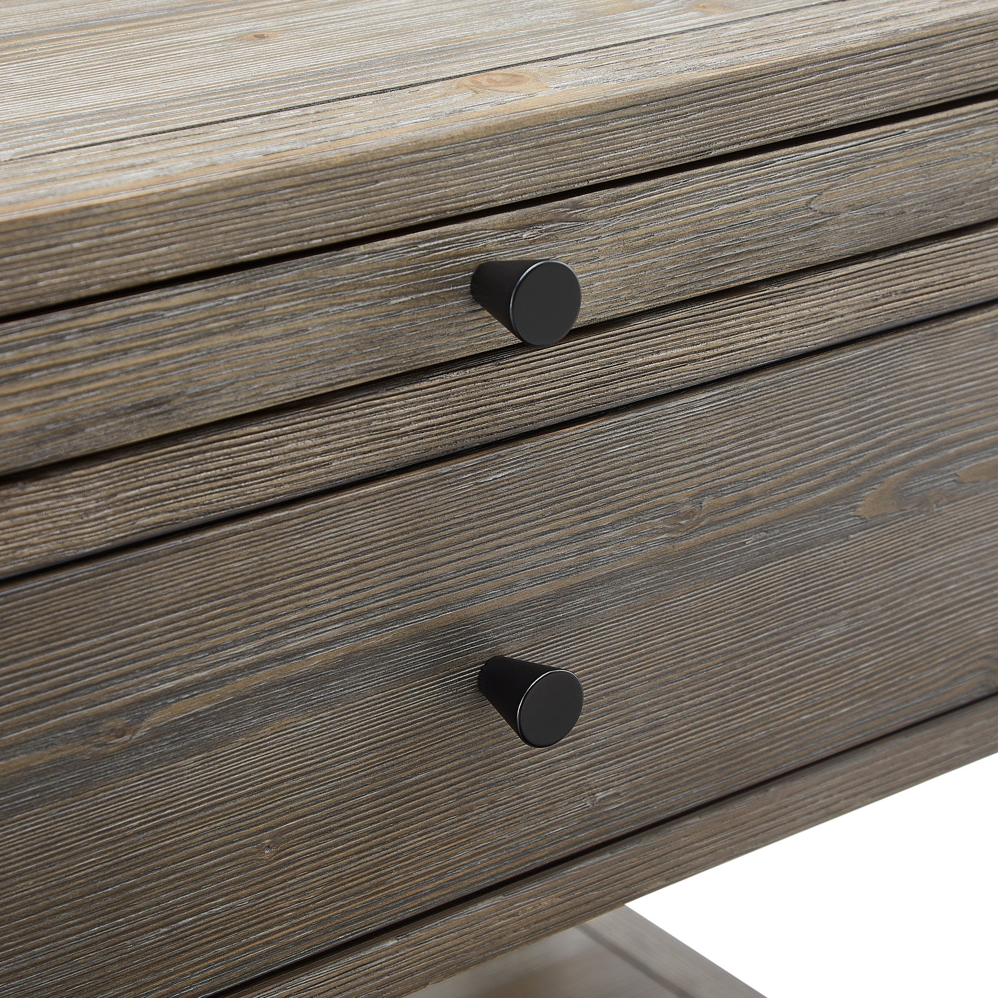 Gray Wood Nightstand with One Drawer - Farmhouse Style