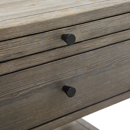 Gray Wood Nightstand with One Drawer - Farmhouse Style