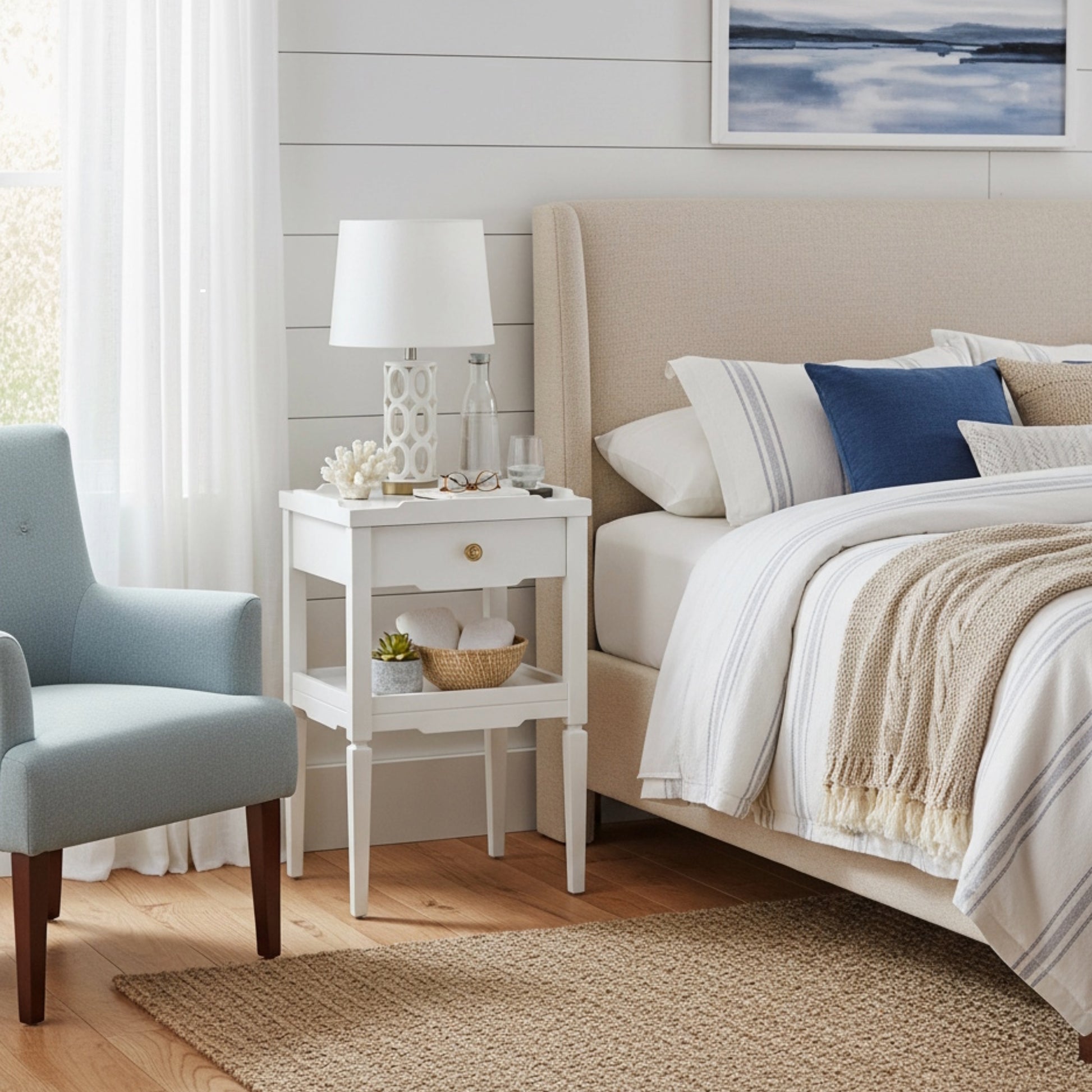 Foley White 1-drawer Nightstand