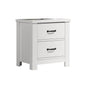 Jermy 22 Inch Nightstand, 2 Drawers, Black Handles, Crisp White Finish
