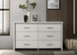 Celeste 57"W White 6-Drawer Dresser with Silver Handles