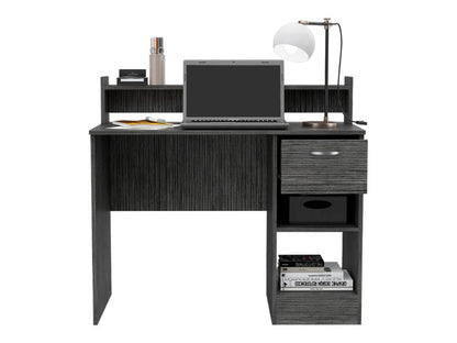 Smoke Grey Writing Desk - 2 Shelf & 1 Drawer