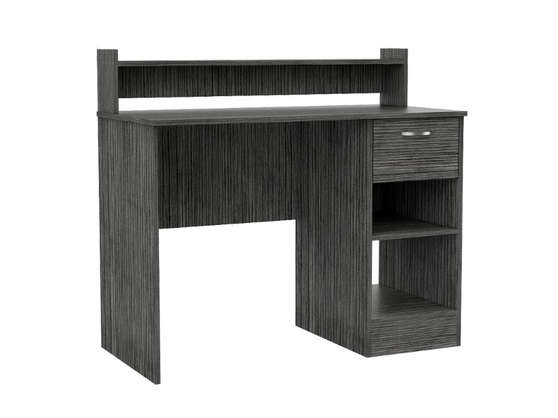 Smoke Grey Writing Desk - 2 Shelf & 1 Drawer
