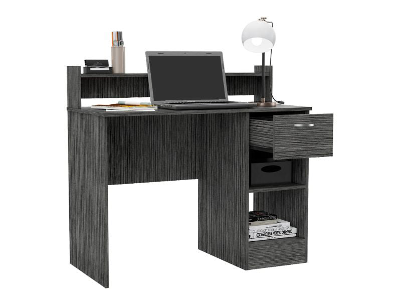 Smoke Grey Writing Desk - 2 Shelf & 1 Drawer