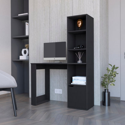 Computer Desk with 4-Tier Bookcase and 1-Door Cabinet Wenge