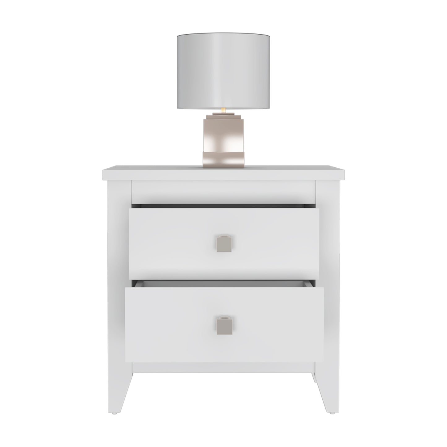 Small White Nightstand with 2 Drawers - 15.75" x 26.62"