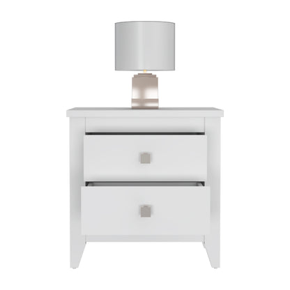 Small White Nightstand with 2 Drawers - 15.75" x 26.62"