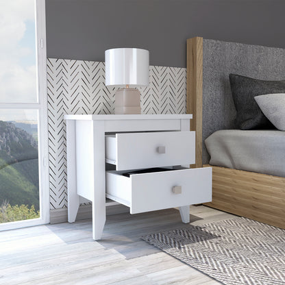 Small White Nightstand with 2 Drawers - 15.75" x 26.62"