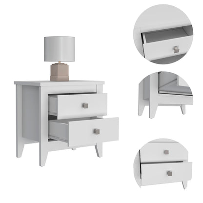 Small White Nightstand with 2 Drawers - 15.75" x 26.62"