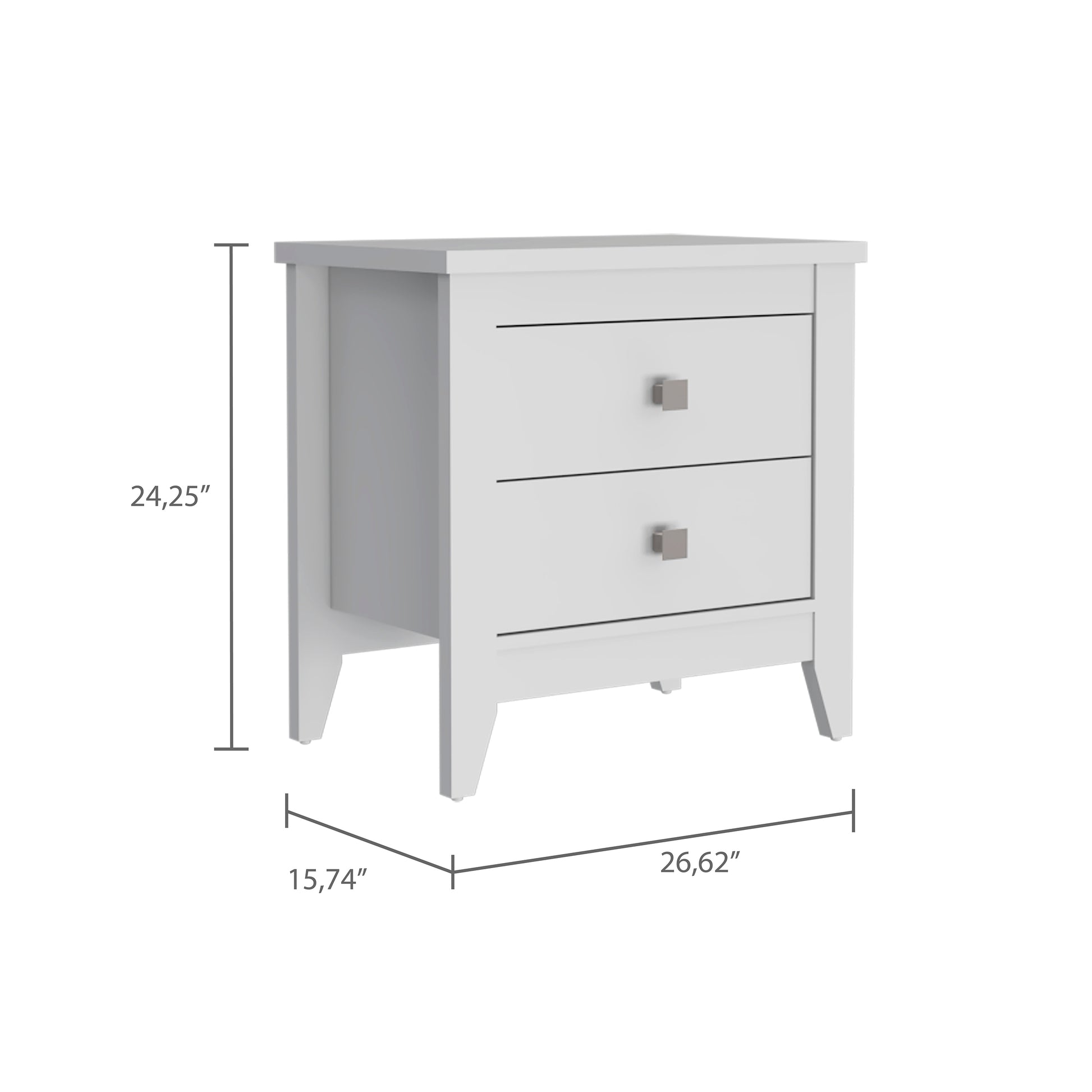 Small White Nightstand with 2 Drawers - 15.75" x 26.62"