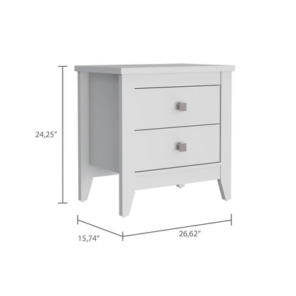 Small White Nightstand with 2 Drawers - 15.75" x 26.62"