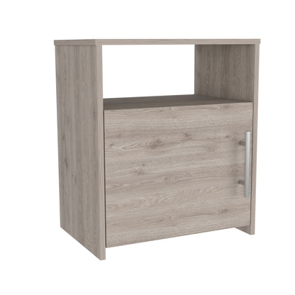 Light Gray Nightstand with Shelf & Cabinet - Storage Solution
