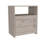 Light Gray Nightstand with Shelf & Cabinet - Storage Solution