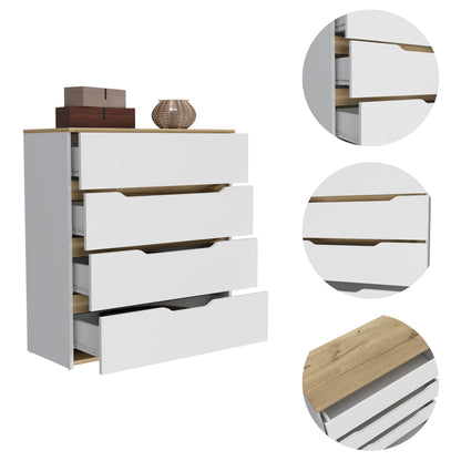 Lynbrook 4-Drawer Dresser - White and Light Oak